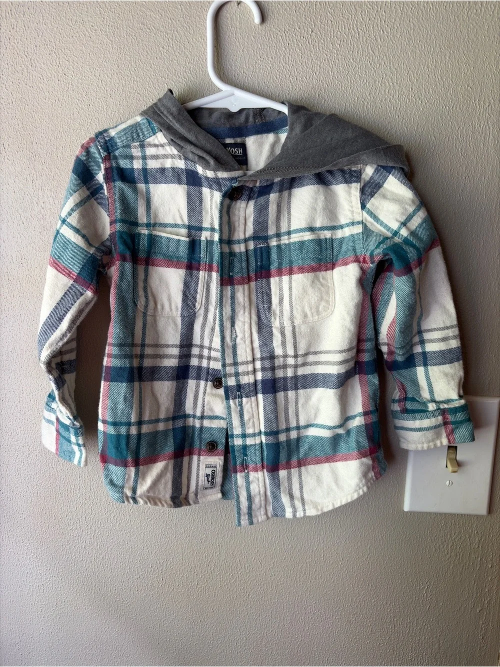 OshKosh B'gosh Plaid Button-Down Shirt Jacket - Teal, Navy & Red